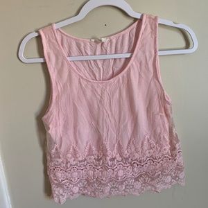 Forever21 Pink Lace Crop Top (M)